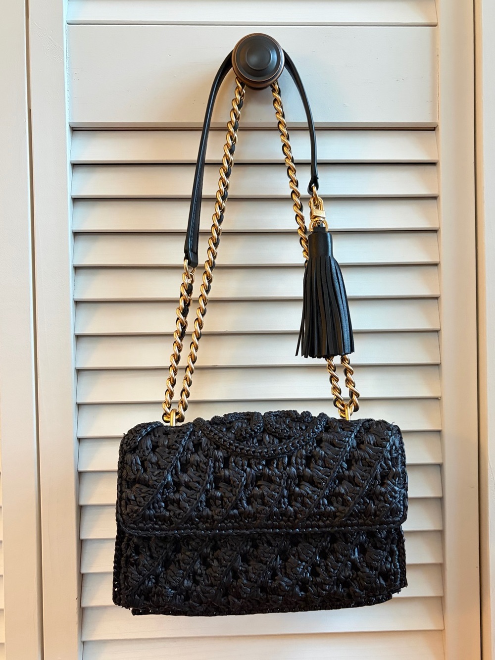 Tory Burch Fleming Small Raffia Convertible Bag